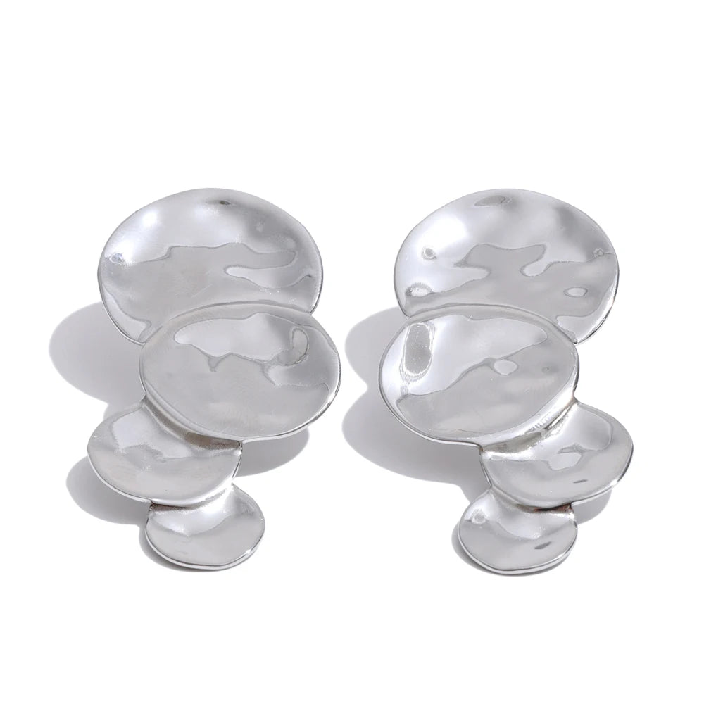 Isalene  Earrings Silver Soleia Sculpted Disc Earrings