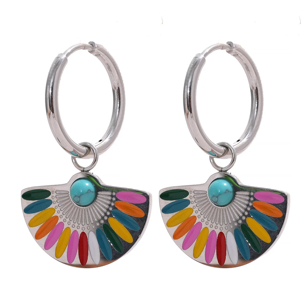 Isalene  Earrings Silver Sonora Fan Hoop Earrings