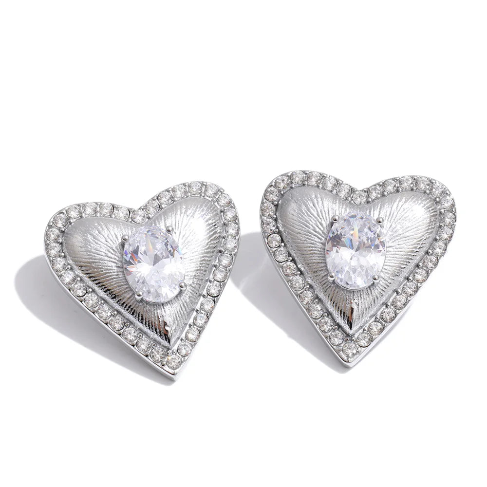 Isalene  Earrings Silver Valentina Heart Stud Earrings