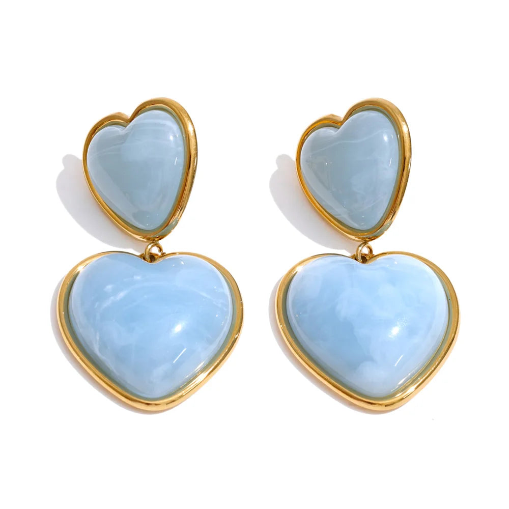 Isalene  Earrings Sky Blue Capri Heart Drop Earrings