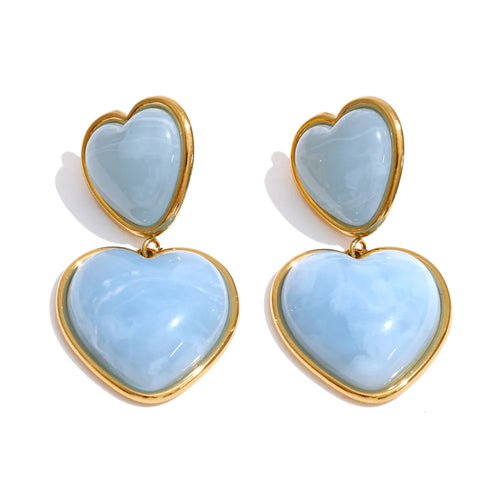 Isalene  Earrings Sky Blue Capri Heart Drop Earrings