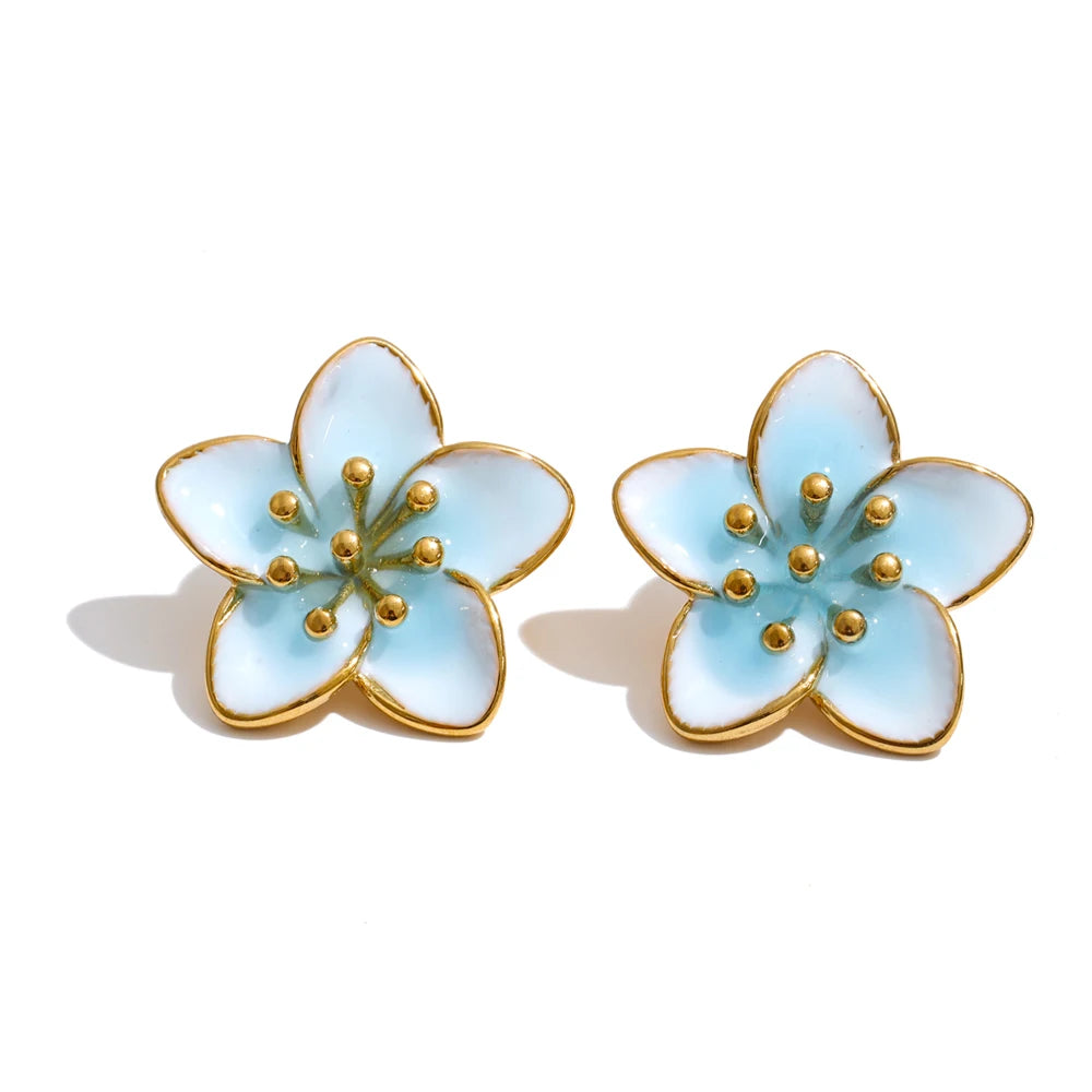 Isalene  Earrings Sky Blue Florence Blossom Stud Earrings
