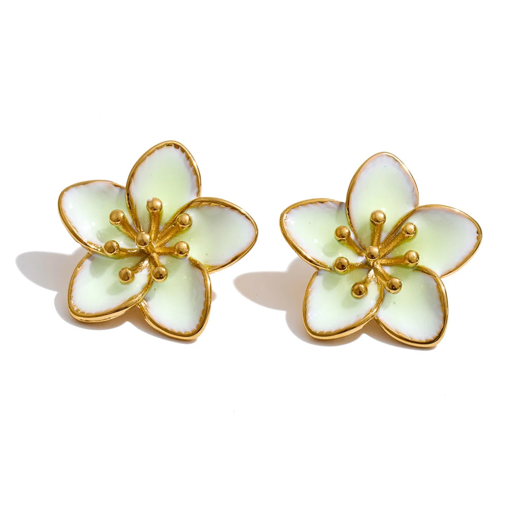 Isalene  Earrings Soft Green Florence Blossom Stud Earrings
