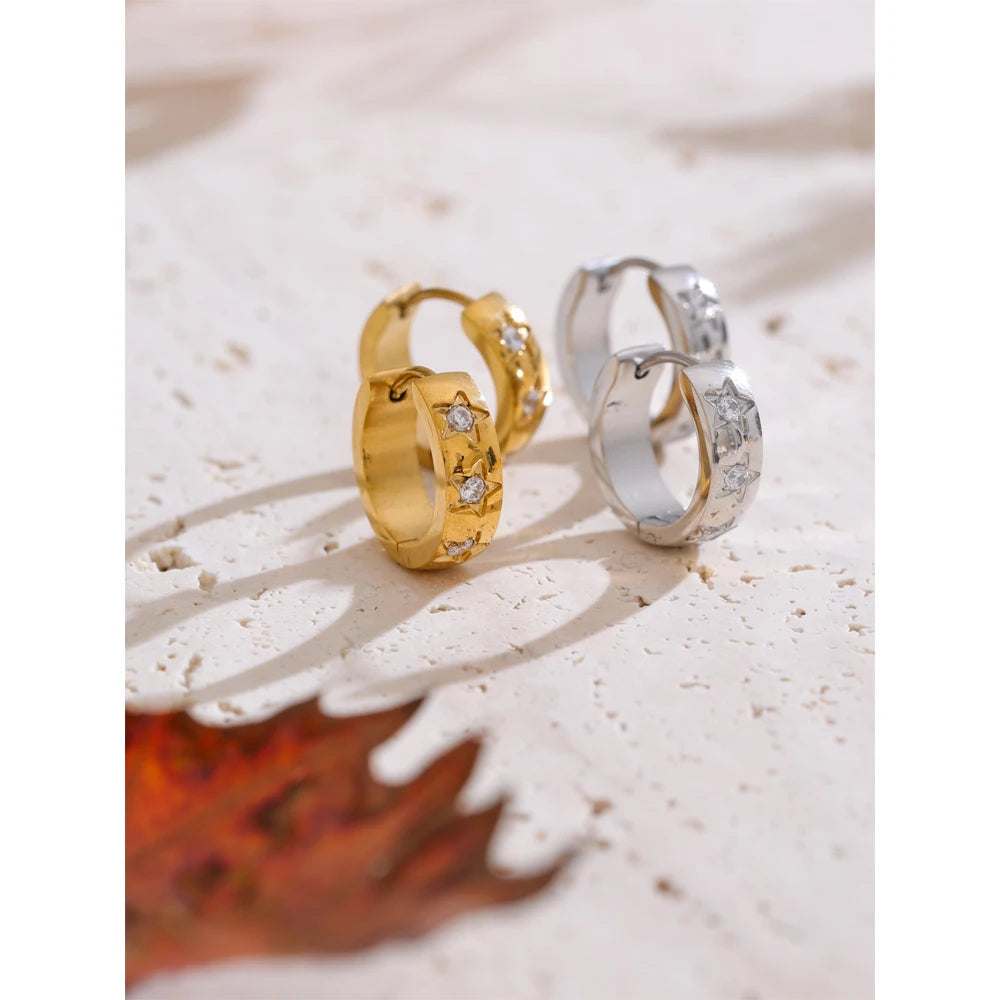 Isalene  Earrings Stella Star Huggie Earrings