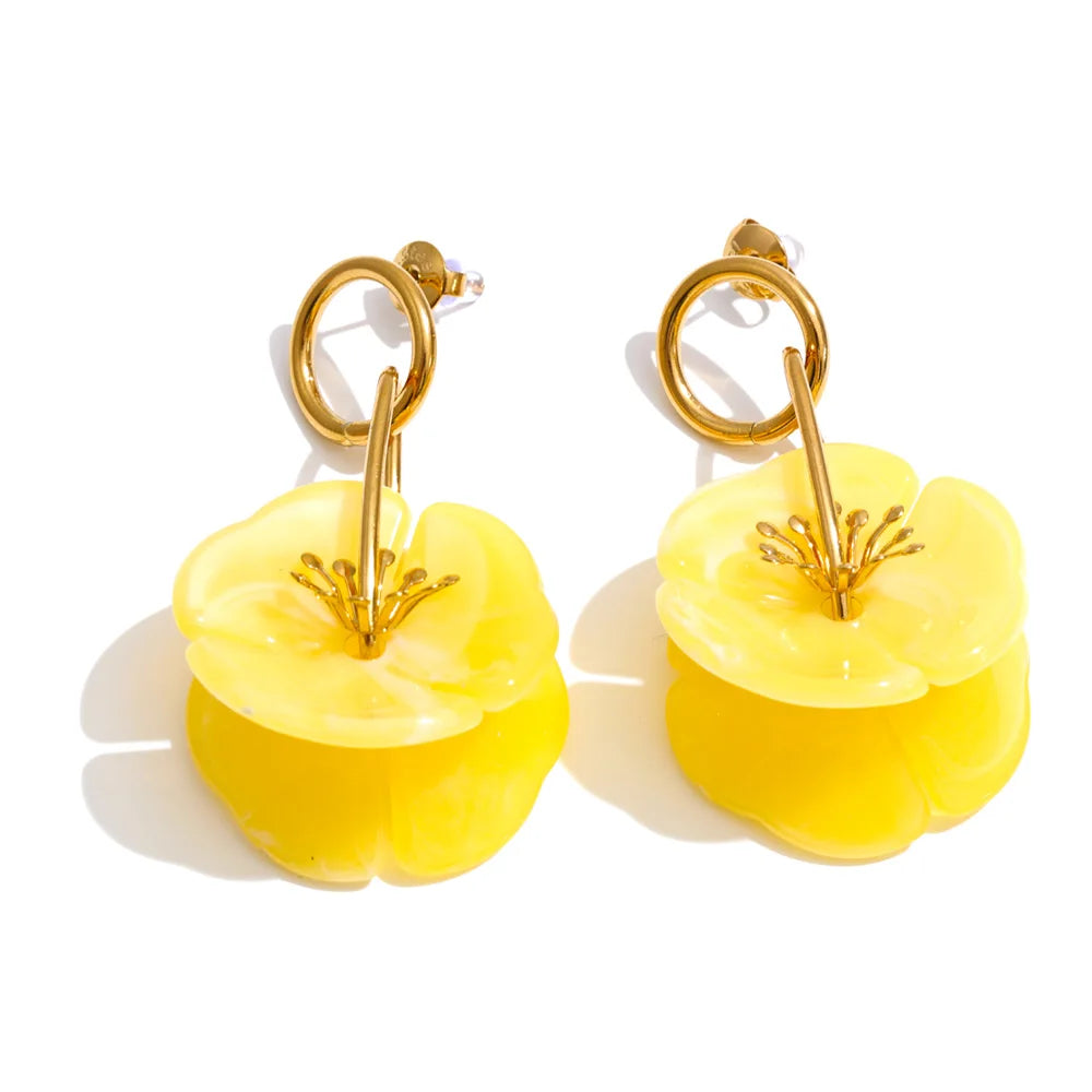 Isalene  Earrings Sunshine Yellow Blooming Petal Drop Earrings