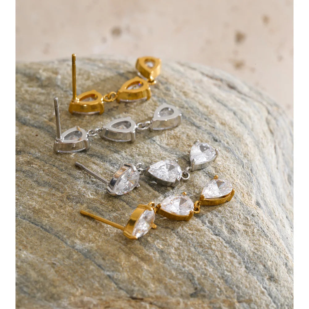 Isalene  Earrings Teardrop Cubic Zirconia Earrings