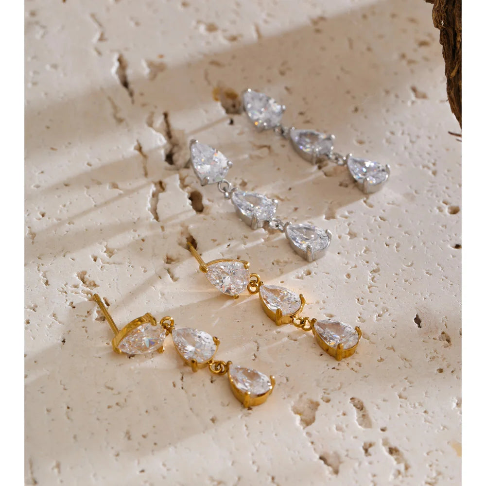Isalene  Earrings Teardrop Cubic Zirconia Earrings