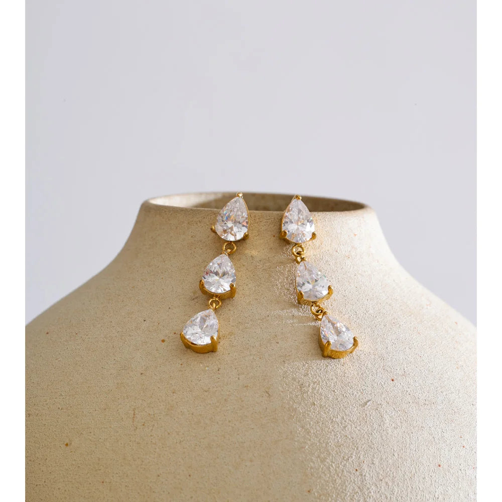 Isalene  Earrings Teardrop Cubic Zirconia Earrings