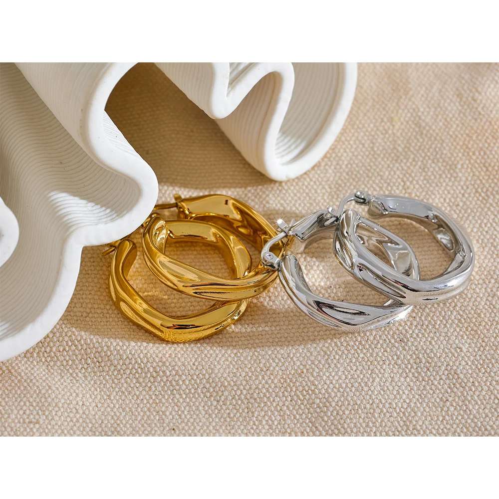 Isalene  Earrings Twisted Curve Hoop Earrings