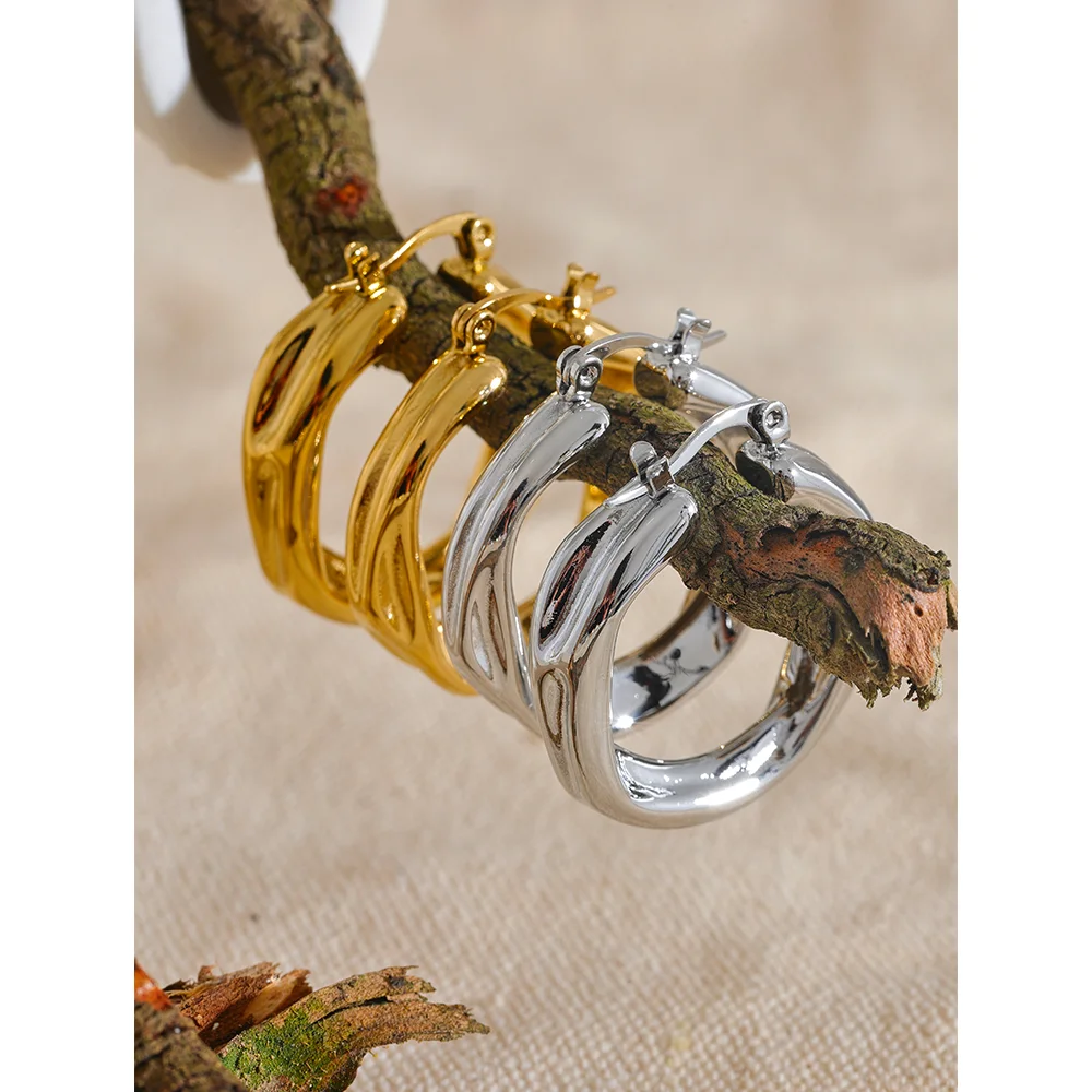 Isalene  Earrings Twisted Curve Hoop Earrings