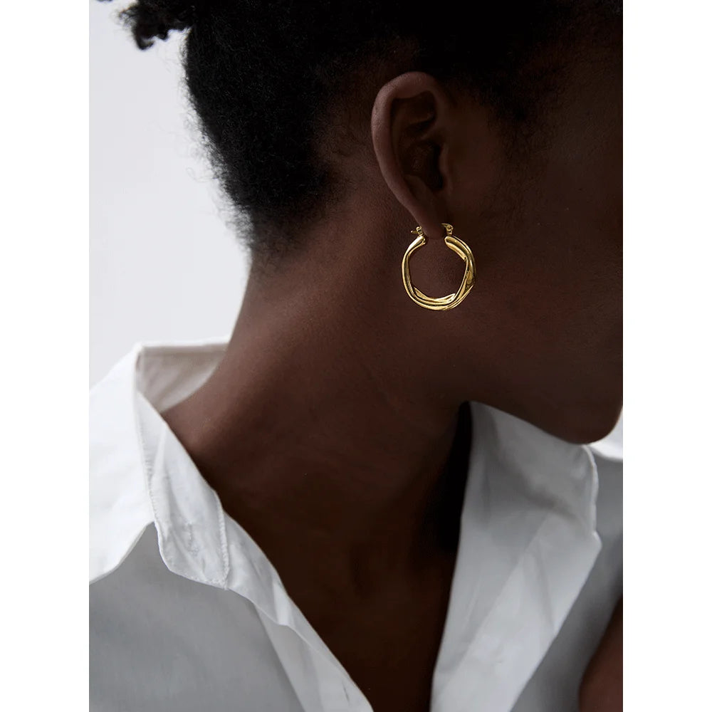 Isalene  Earrings Twisted Curve Hoop Earrings