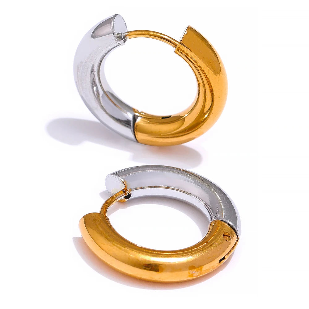 Isalene  Earrings Two-Tone Two-Tone Curve Hoops