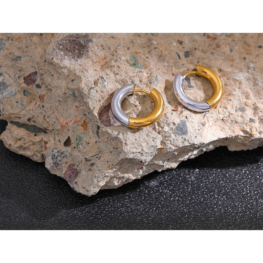 Isalene  Earrings Two-Tone Two-Tone Curve Hoops