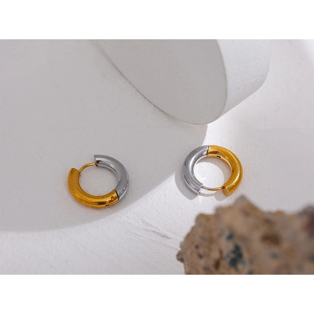 Isalene  Earrings Two-Tone Two-Tone Curve Hoops