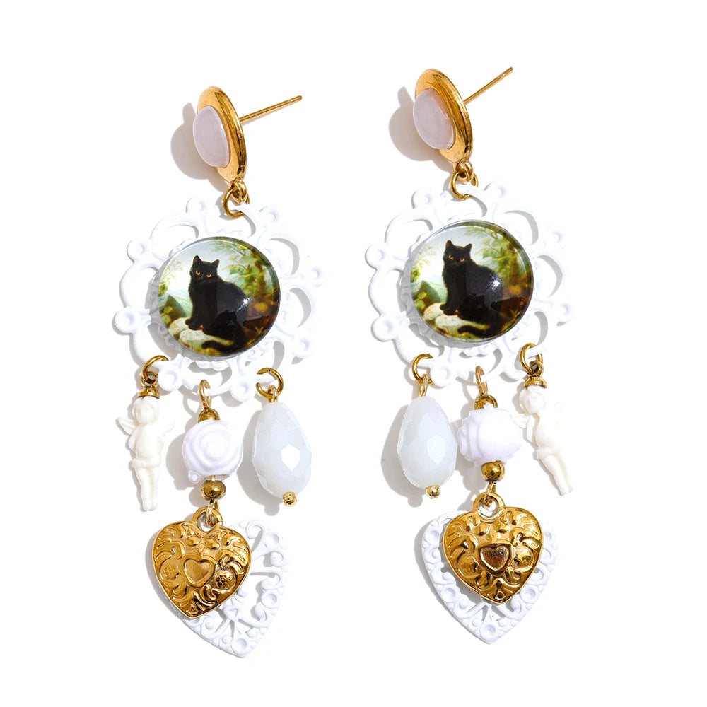 Isalene  Earrings White Enchanted Familiar Drop Earrings