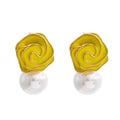 Isalene  Earrings Yellow Camellia Pearl Drop Earrings
