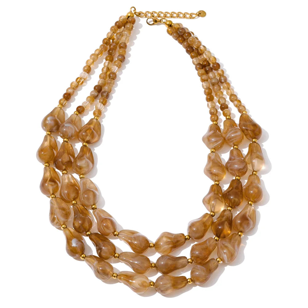 Isalene  Necklaces Amber Gold Seraphina Cascade Necklace
