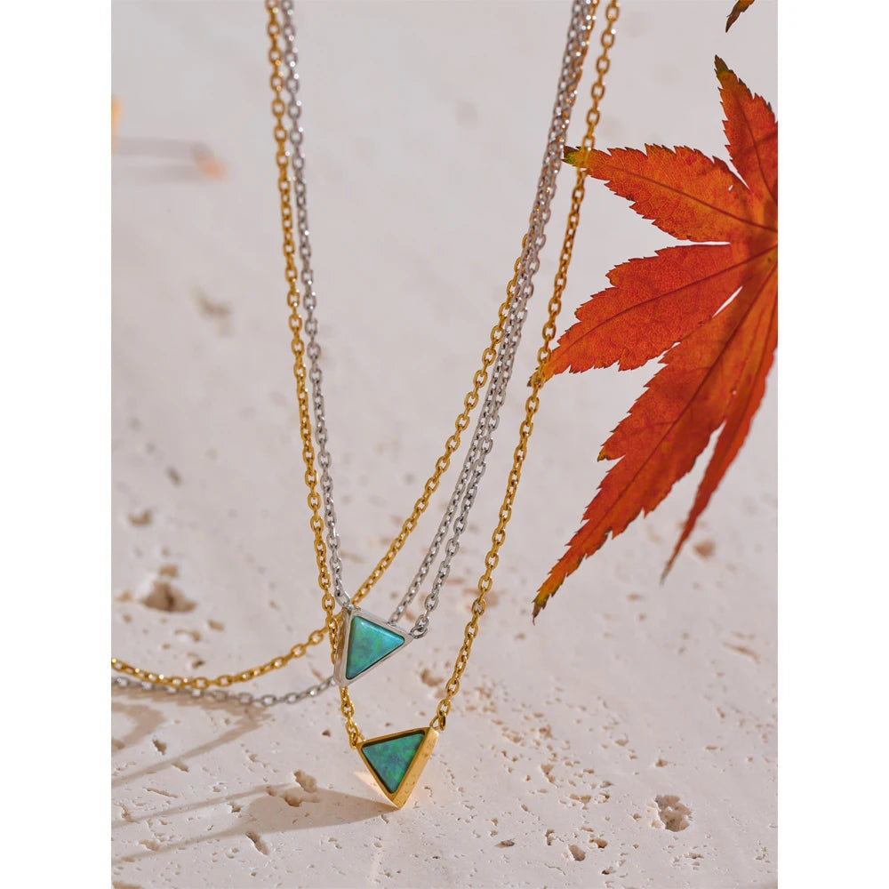 Isalene  Necklaces Astra Opal Triangle Necklace