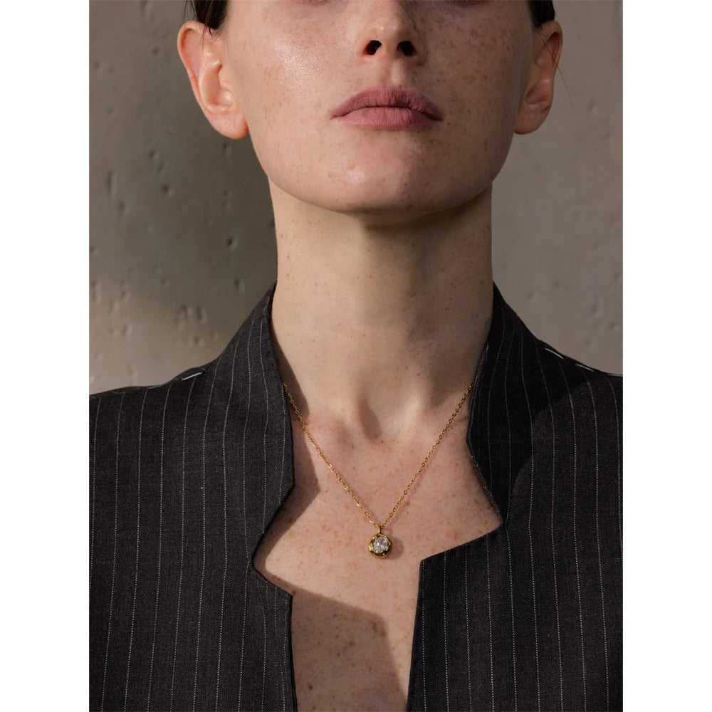 Isalene  Necklaces Aurora Crystal Medallion Necklace