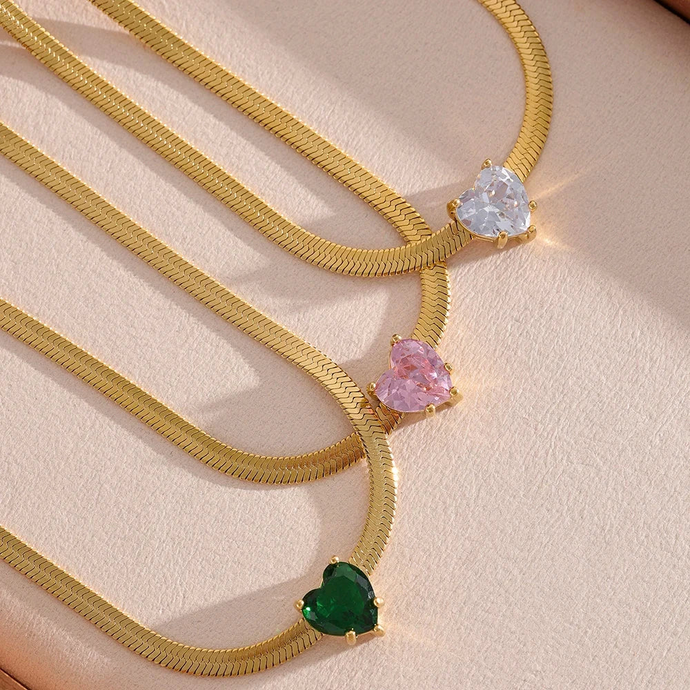 Isalene  Necklaces Aurora Heart Gem Necklace