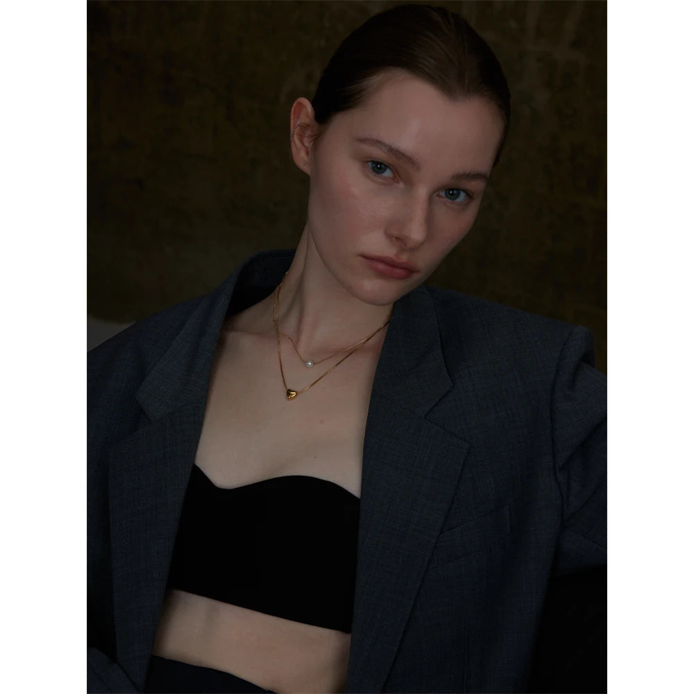 Isalene  Necklaces Aurora Pearl & Heart Layered Necklace
