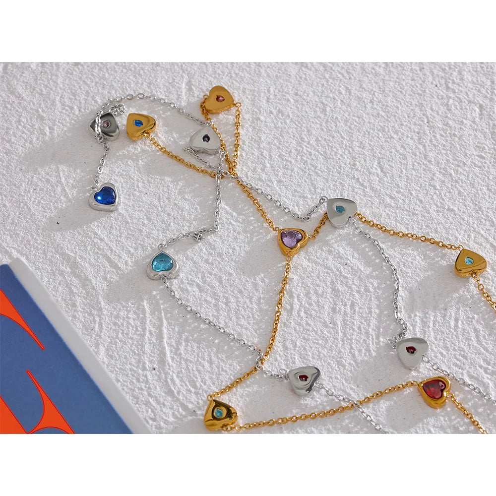 Isalene  Necklaces Aurora Rainbow Heart Necklace