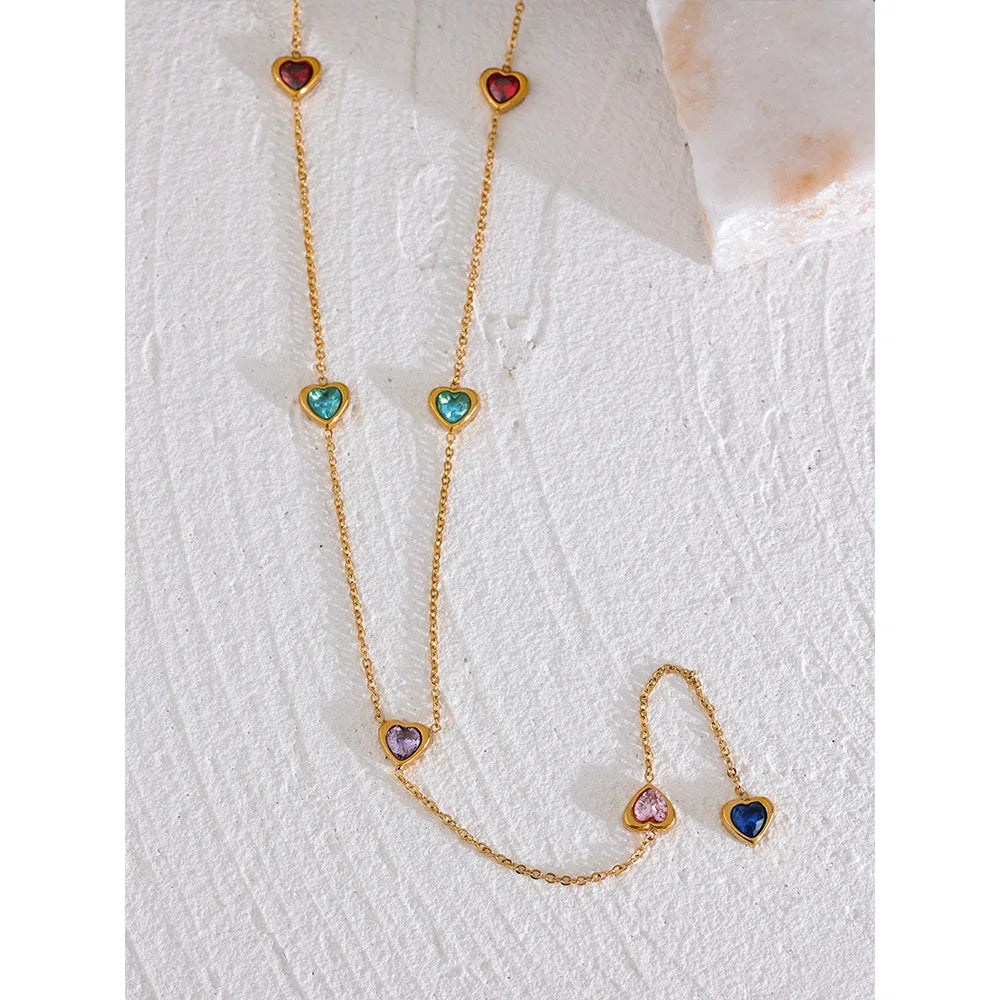 Isalene  Necklaces Aurora Rainbow Heart Necklace