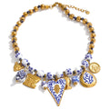 Isalene  Necklaces Blue & Gold Portofino Charm Necklace