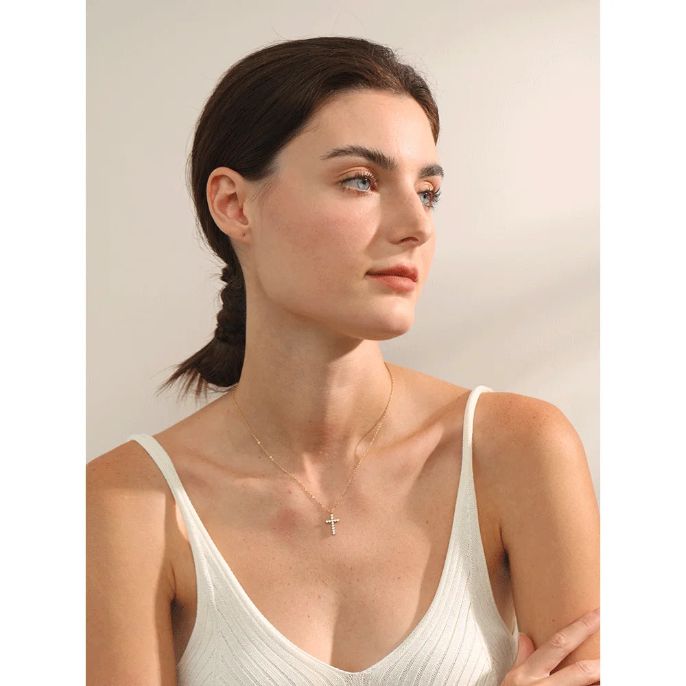 Isalene  Necklaces Celestia Crystal Cross Necklace