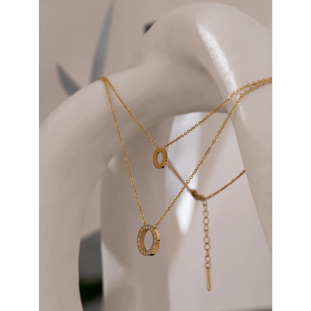 Isalene  Necklaces Gold / Adjustable 16–18 in. Aurora Double Circle Necklace