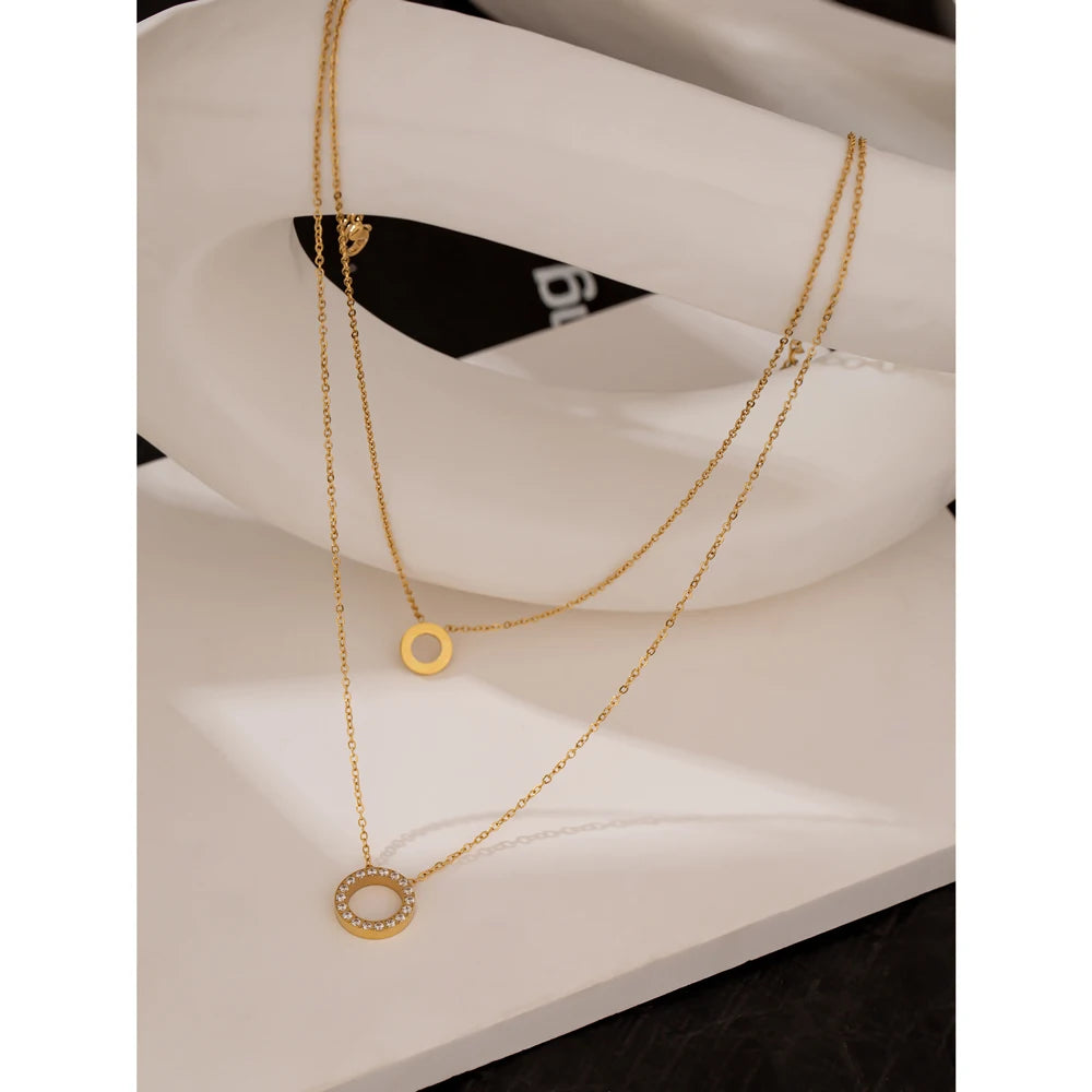 Isalene  Necklaces Gold / Adjustable 16–18 in. Aurora Double Circle Necklace