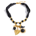 Isalene  Necklaces Gold / Adjustable fit — one size Noir Charm Scarf Necklace