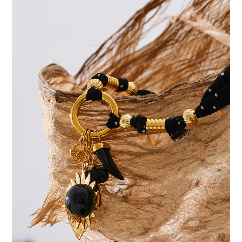 Isalene  Necklaces Gold / Adjustable fit — one size Noir Charm Scarf Necklace