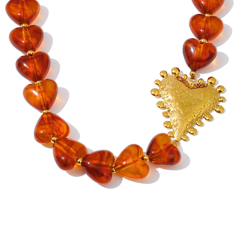 Isalene  Necklaces Gold / Amber Heart / Adjustable (16–18 inches) Ember Heart Necklace