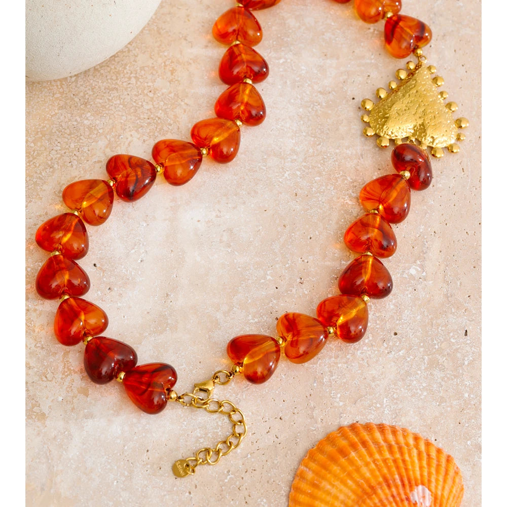 Isalene  Necklaces Gold / Amber Heart / Adjustable (16–18 inches) Ember Heart Necklace