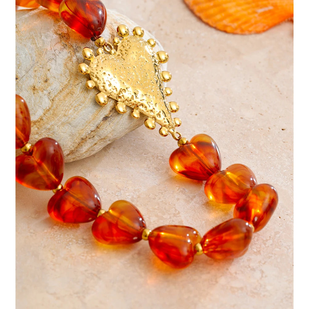 Isalene  Necklaces Gold / Amber Heart / Adjustable (16–18 inches) Ember Heart Necklace