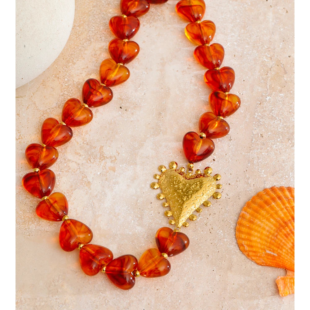 Isalene  Necklaces Gold / Amber Heart / Adjustable (16–18 inches) Ember Heart Necklace