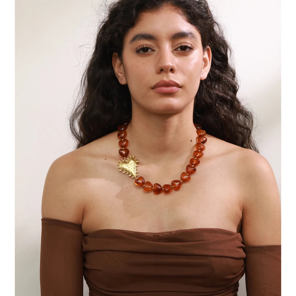 Isalene  Necklaces Gold / Amber Heart / Adjustable (16–18 inches) Ember Heart Necklace