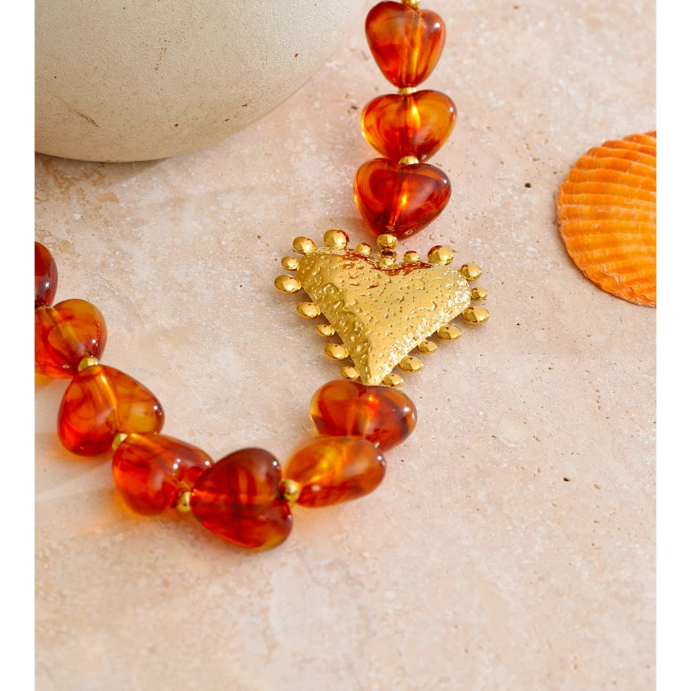 Isalene  Necklaces Gold / Amber Heart / Adjustable (16–18 inches) Ember Heart Necklace