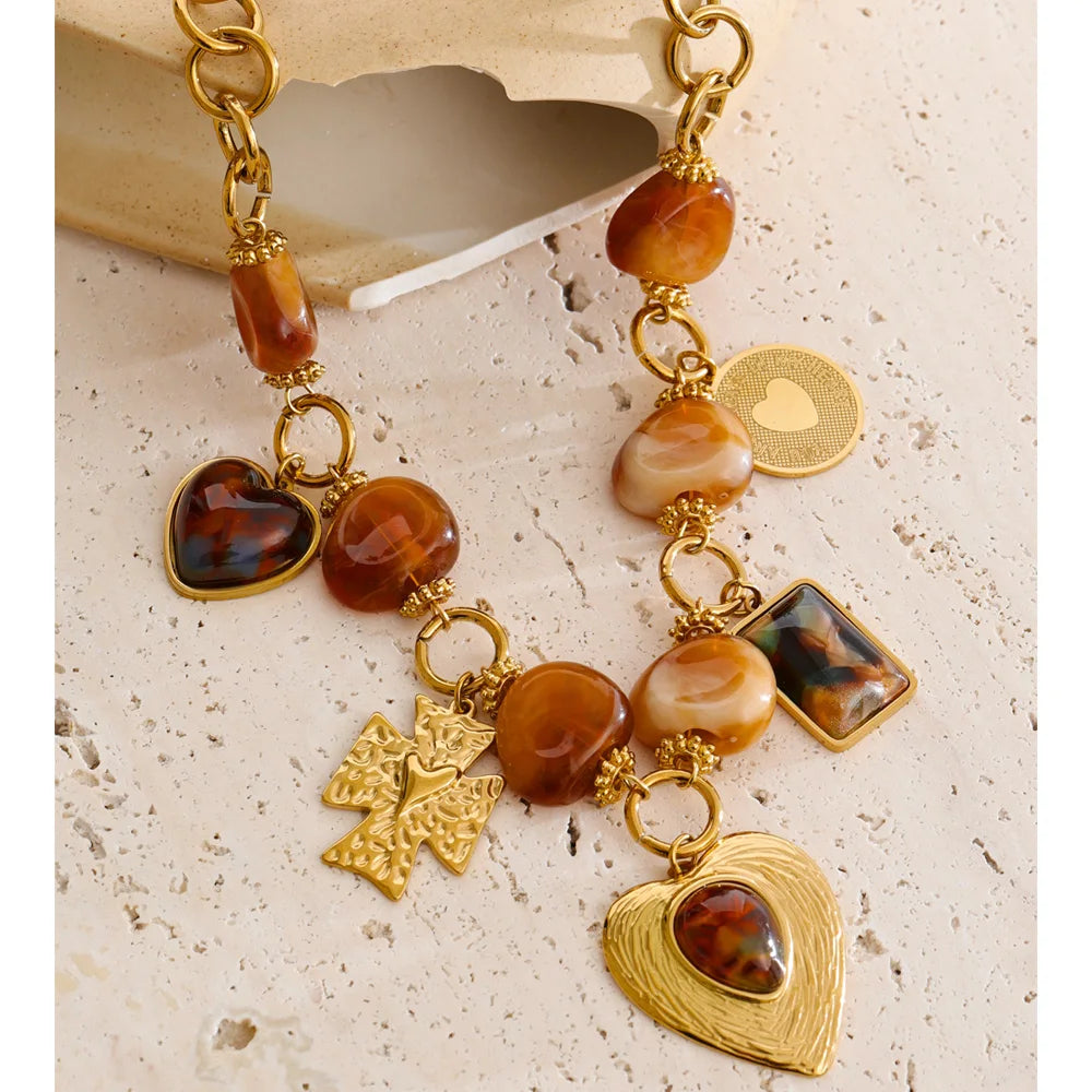 Isalene  Necklaces Gold Amor Charm Chain Necklace