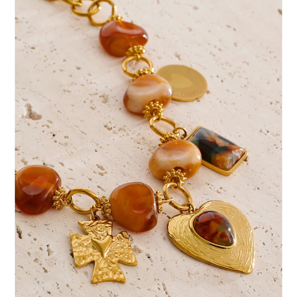 Isalene  Necklaces Gold Amor Charm Chain Necklace