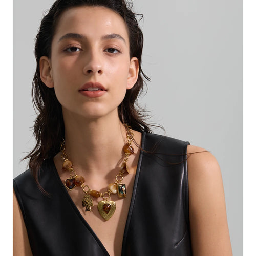 Isalene  Necklaces Gold Amor Charm Chain Necklace