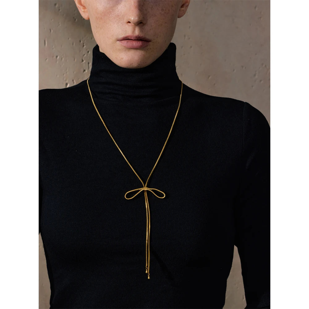Isalene  Necklaces Gold Arlette Bow Necklace
