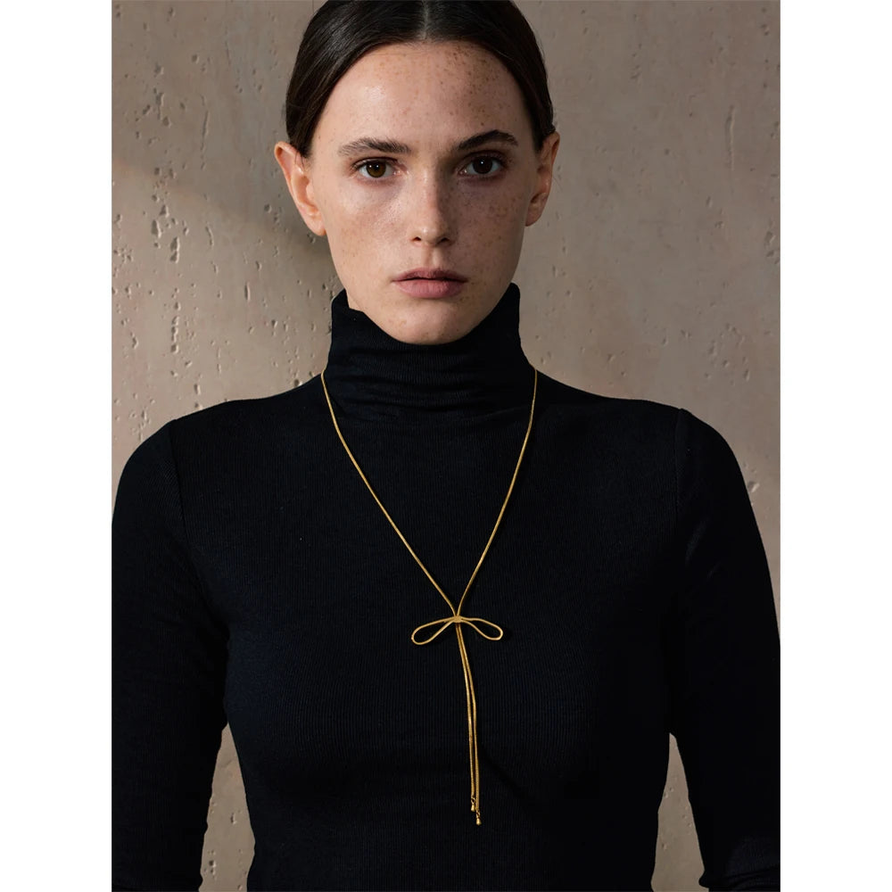 Isalene  Necklaces Gold Arlette Bow Necklace