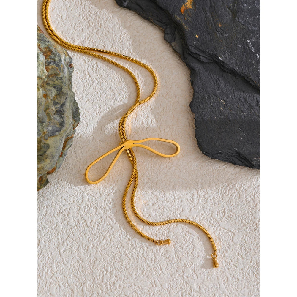 Isalene  Necklaces Gold Arlette Bow Necklace