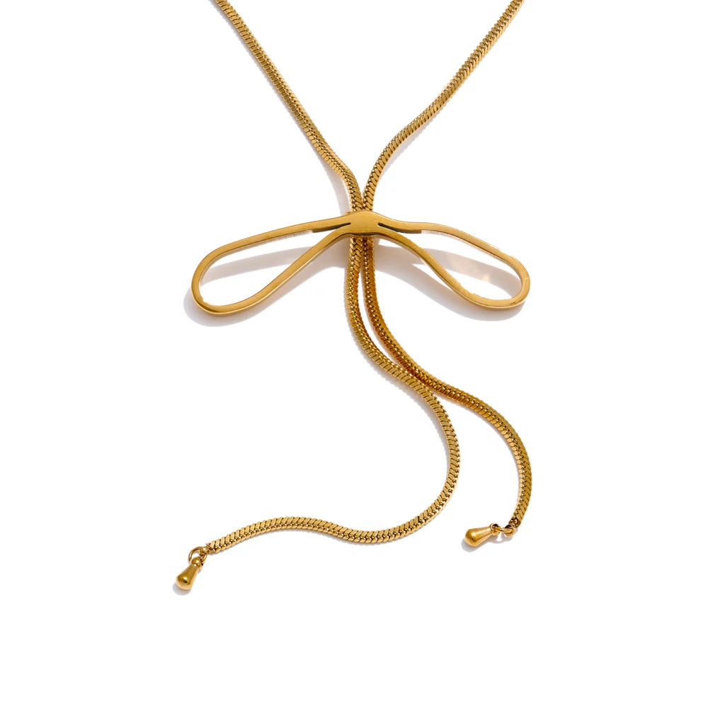Isalene  Necklaces Gold Arlette Bow Necklace