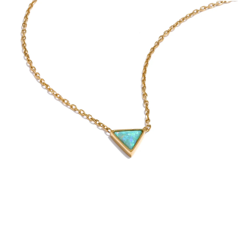 Isalene  Necklaces Gold Astra Opal Triangle Necklace