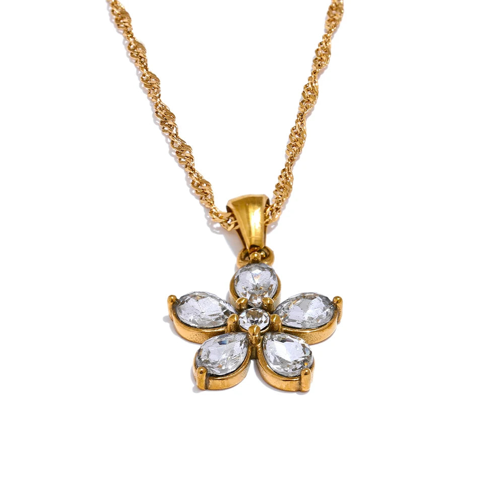 Isalene  Necklaces Gold Aurora Crystal Blossom Necklace