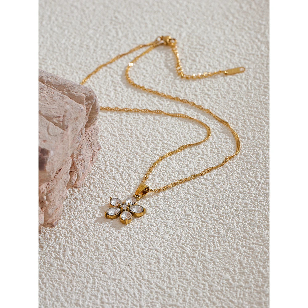 Isalene  Necklaces Gold Aurora Crystal Blossom Necklace