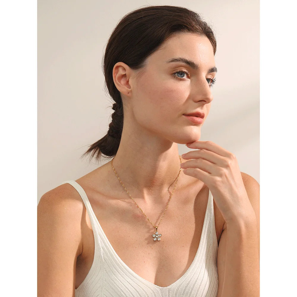 Isalene  Necklaces Gold Aurora Crystal Blossom Necklace